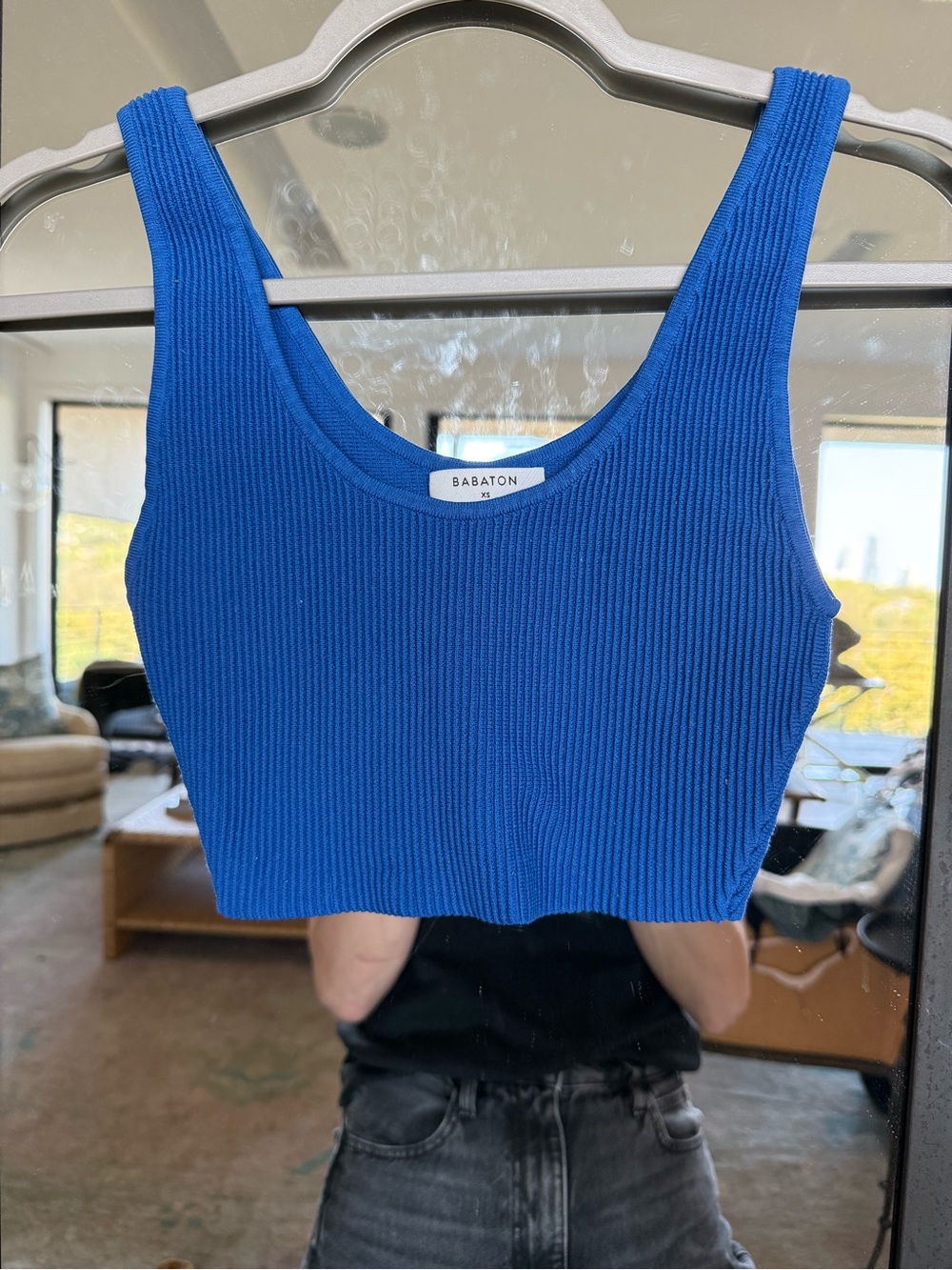 Babaton Royal Blue Ribbed Cropped Tank